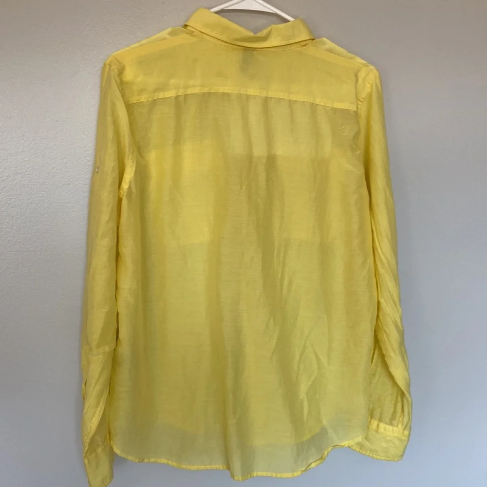 Lauren Ralph Lauren Sheer Yellow Button-Up Blouse - Picture 3 of 4